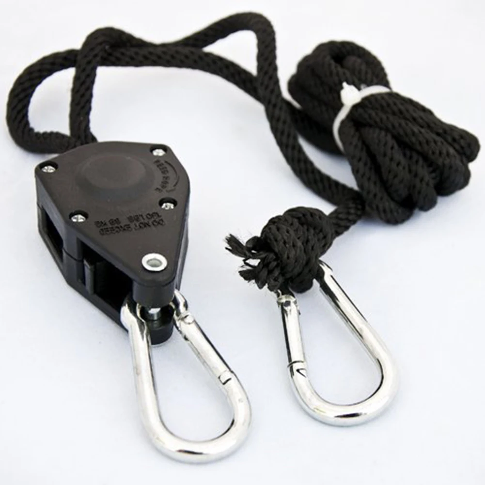 Adjustable With Cla Rope Hangers Hanging Light Reinforced Duty Pulley Ratchet Grow