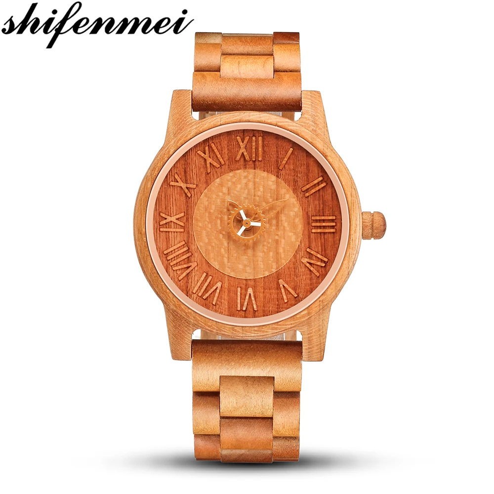 Best  Shifenmei Lovers Watches Wooden in Quartz Clock Couple Watches Pair Men and Women Fashion Casual Gi