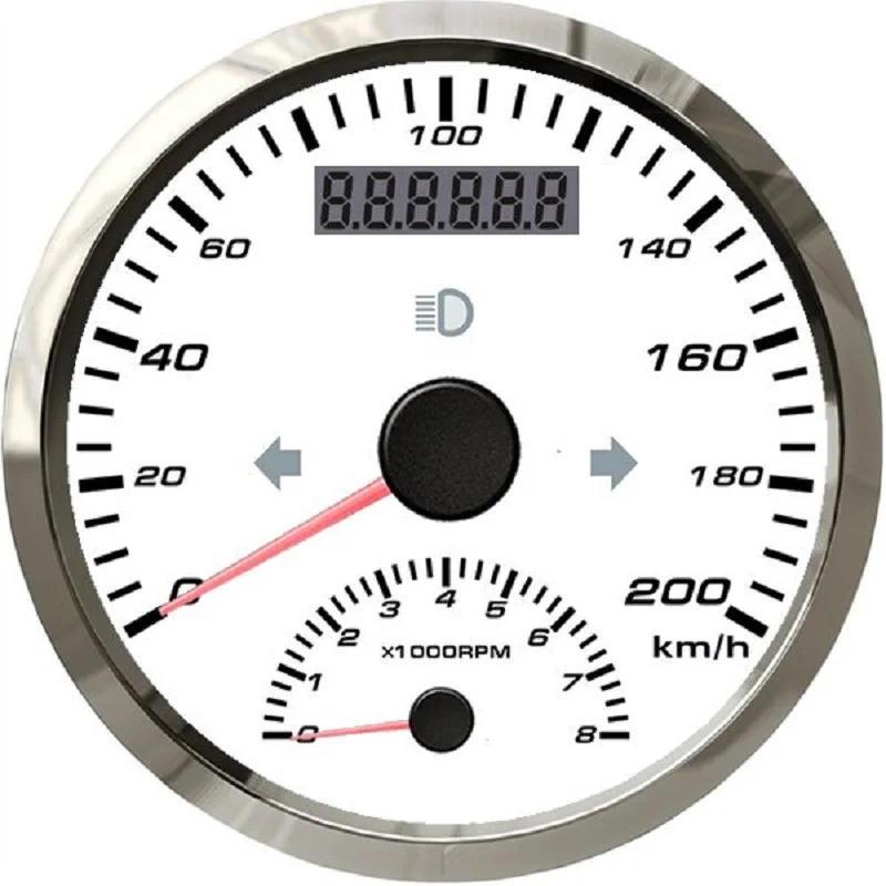 Compteur de Vitesse 85 Mm, Compteur Kilométrique 0-200 Km/h 0-99999,9 Km  Kilométrage IP67 étanche et Anti-poussière Jauge de Vitesse avec écran LCD