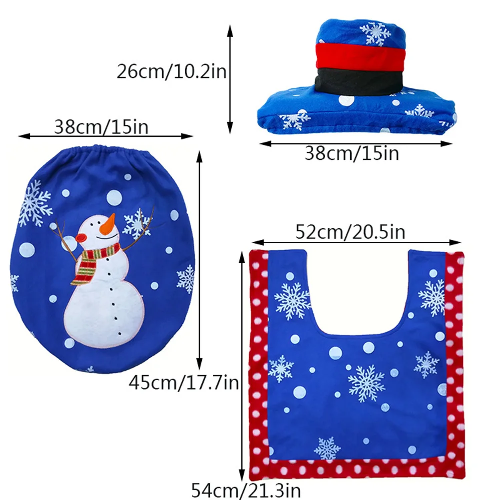Рождественские украшения для ванной комнаты, 3 упаковки, рождественские Чехлы для унитаза с изображением снеговика Санты, коврик и крышка