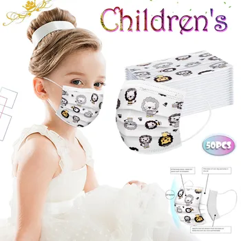 

50pc Kids Children's Respirator Scarf Mascarilla Mask For Face Маски Mascherine Disposable Respirator Industrial 3ply Ear Loop