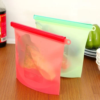 

4PCS 1000ml silicone fresh-keeping bag food bag fresh-keeping bag freezer refrigerator sealed bag fruit vegetable fresh