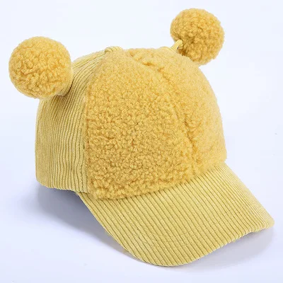 HPBBKD New Fashion Warm Baby Cute Hats Baby Cap For Children Winter Plus cashmere Cotton Hat Kids beanies Boy Girls Hat GH705 - Цвет: Yellow