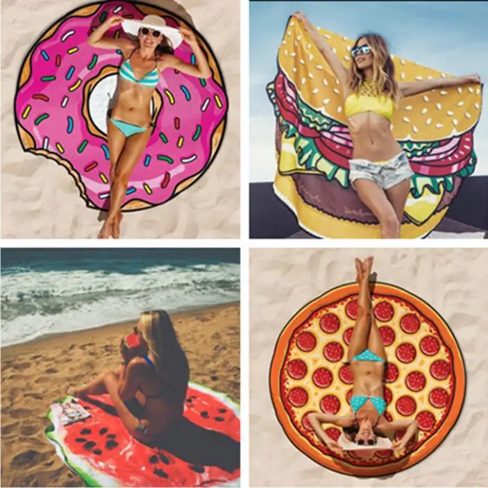 

Seaside Holiday Beach Blanket Yoga Mat Large Circle Beach Cushion Bikini Outdoor Wrapped Cover Shawl