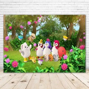 

Birthday Backdrop Jungle Safari Cartoon Badanamu Theme Birthday Party Kids Pink Flowers Forest Wonderland Baby Shower Background