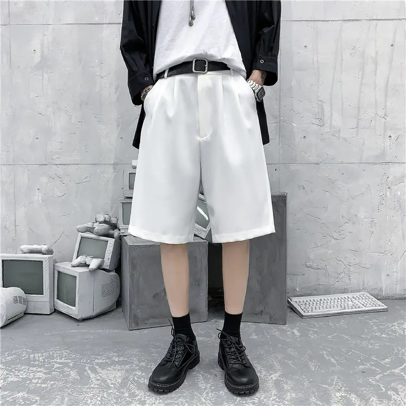 

Summer Straight Casual Pants Men's Fashion Solid Color Business Dress Pants Men Streetwear Wild Loose Suit Shorts Mens M-2XL