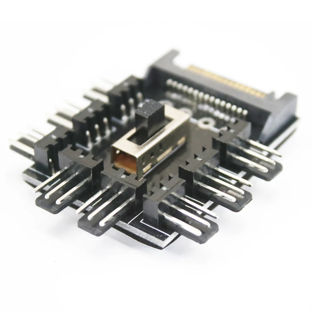 Splitter Cooling Fan Hub Practical Multi-functional Durable PC Mining SATA 1 to 8 3Pin 12V Power Socket PCB Adapter