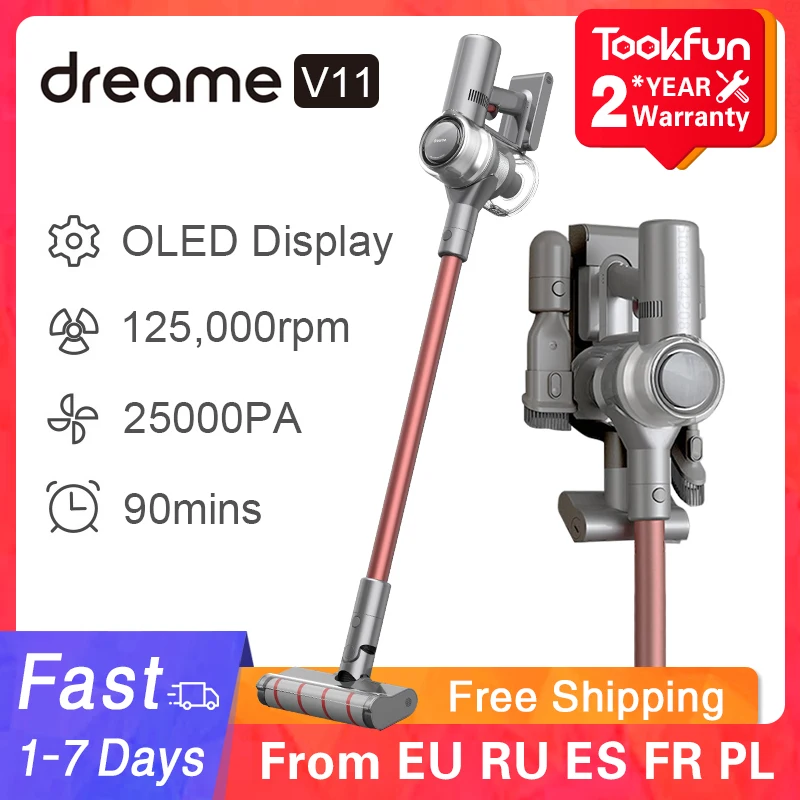 PROD 1005001279410933 2021 Dreame V11 Handheld Vacuum Cleaner For Home
Car Wireless Sweeping 25000Pa Strong cyclone Suction Multi Brush Dust
Catcher