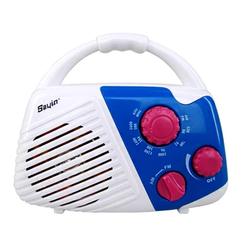 

Top Handle Bathroom Speaker Waterproof Battery Powered AM FM Portable Shower Radio Adjustable Volume Hanging Music Insert Card