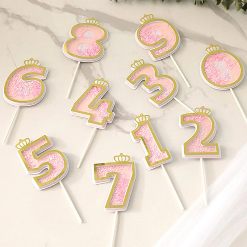 1pcs  Number Cake Toppers Baby Shower Birthday Decoration Birthday Party Cake Insert Cake Decoration Wedding Cakes Dessert Decor