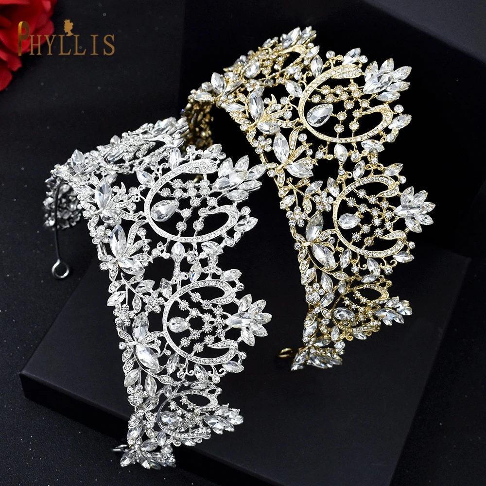 A195 Baroque Wedding Headband Crystal Bridal Crowns and Tiaras Hair Jewelry Accessories Women Rhinestone Headwears Queen Diadems