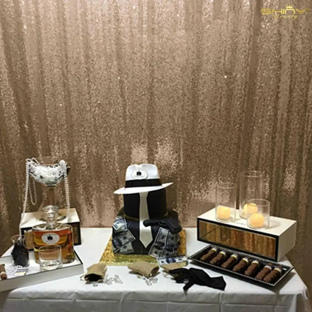 

Shinybeauty Sequin Background Copper Color Photo Curtains Photo Booth Stand Party Backdrops-M190729