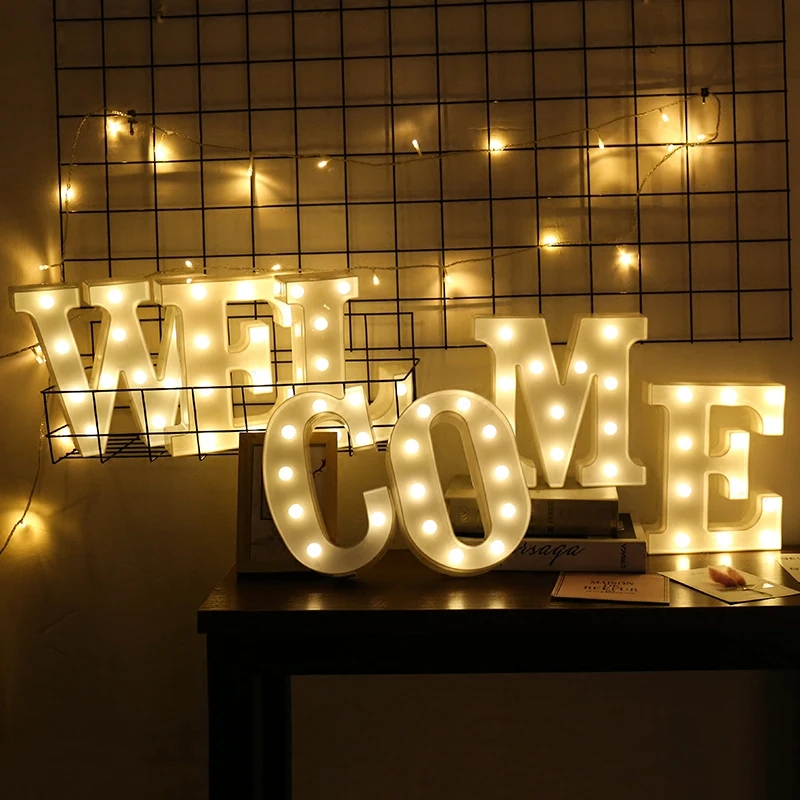 

New Arrival 3D Letters And Arabic Numerals Sign Design Glowing Night Light For Wedding Christmas Birthday New Year Decoration