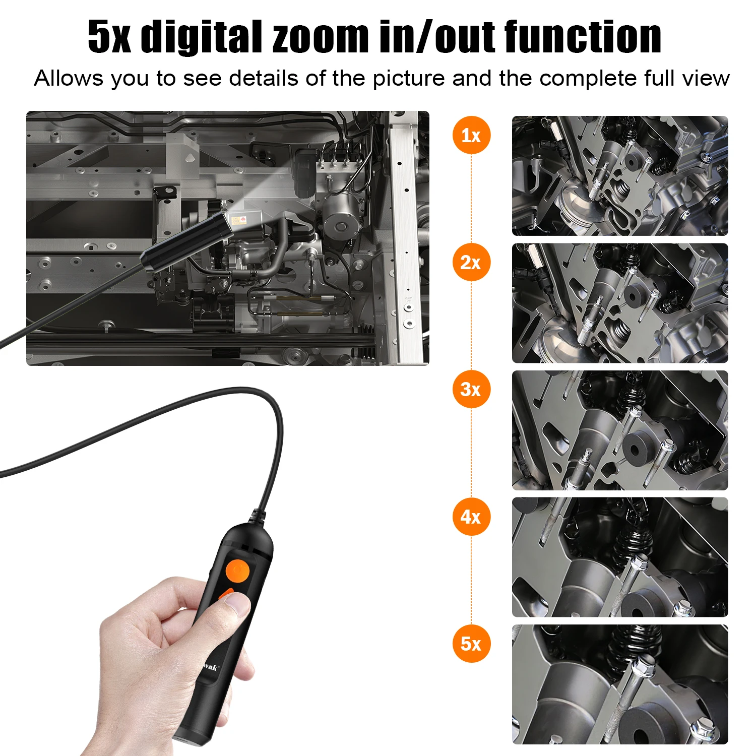 Oiiwak 12MP Car Endoscope  Autofocus WiFi Endoscope Mini Camera 5X Zoom Camera Endoscope for Android IOS Underwater Camera