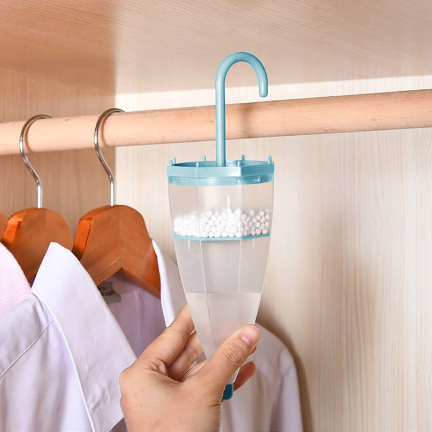 Mini Umbrella Shaped Moisture Absorber Box Hanging Moisture Absorber Reusable Dehumidification Deodorant Box for Wardrobe Closet