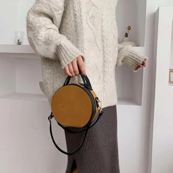 

Women Shoulder Bag Fashion Ladies Messenger Bags Waterproof Handbag Round Simple Female High Quality Pu Leather Bag