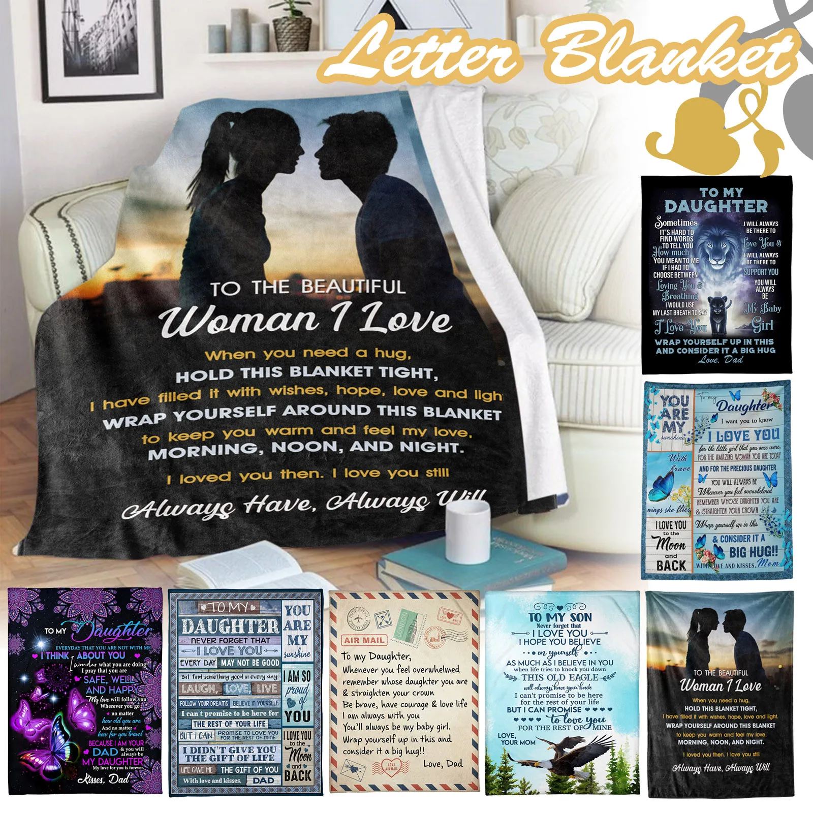 

Comfortable Wrap Blanket Perfect Letter Blanket A Gift For Family Friends Lovers Baby Daughter Blanket плед Dropshipping