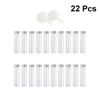 

22 pcs Transparent 50ml Tube and Funnel Clear Plastic 50ml Candy Container Test Tubes Jewelry Holder With Cap Bottles