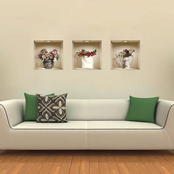 

Magic 3D Vase Flowers Removable Wall Art Sticker Decals DIY for Living Room Bedroom Sofa Home Decor