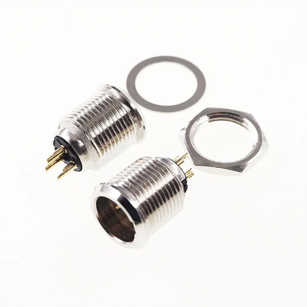 2 pcs 3 position Mini XLR connector Panel Mount Receptacle Male Pins 3