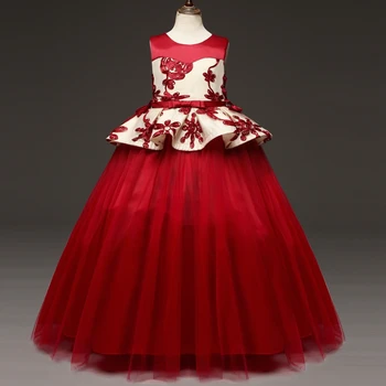 

New Red Princess Girl Campus Graduation Ball Party Pompon Dress Children's Birthday Party Eucharist Decorative Dress