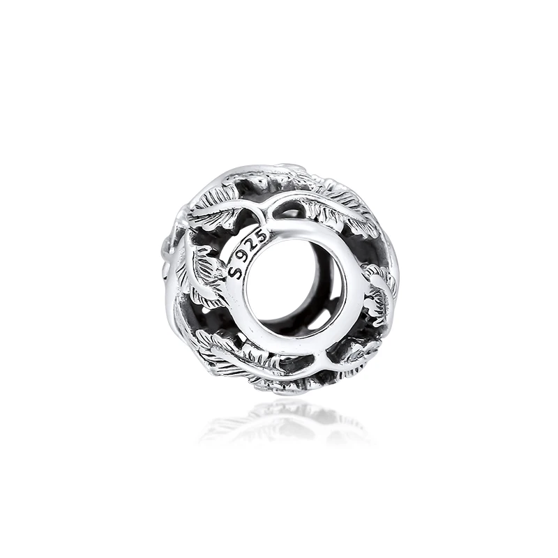 DIY Подходит для Pandora шармы браслеты в виде ажурных Листьев Бусины стерлингового серебра 925-ювелирные изделия