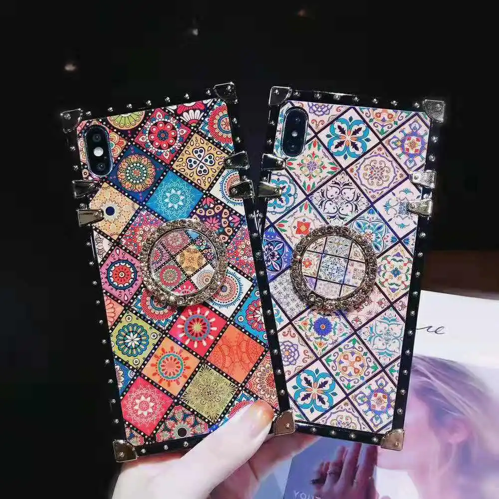 

Fashion luxury plating border ethnic style mobile phone case for iPhone X 7 8 6 plus 11 XR MAX for Samsung Galaxy Note 8 9 cover