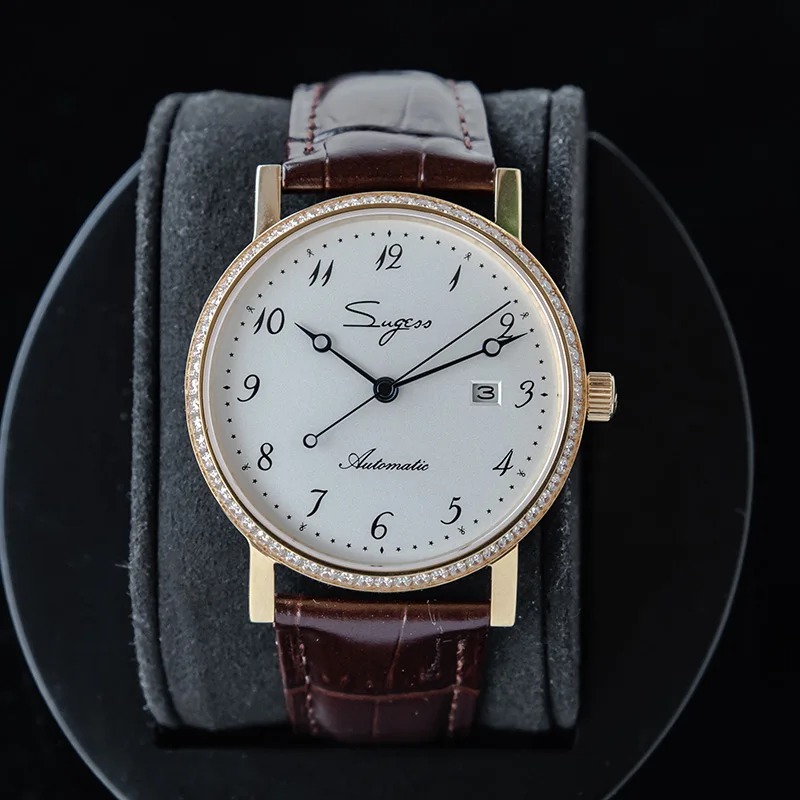 

8mm Ultra-thin Men's Mechanical Watches Japan 9015 Automatic Movement Fashion Simple Man Wristwatch Sapphire Calendar Clock 2020