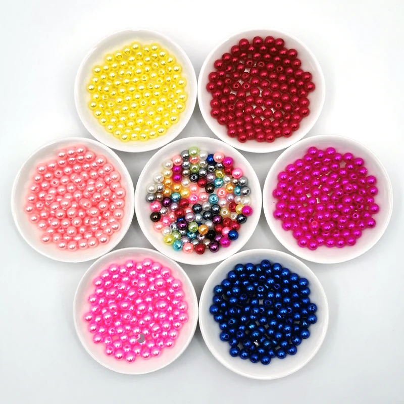 

200pcs/lot with Hole ABS Imitation Pearls Beads 6MM Round Acrylic Bead for Sewing Handmade DIY Necklace Bracelet Jewelry Making