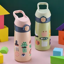 

450ml Stainless Steel Water Bottle With Straw Leak-Proof Vacuum Flacks Insulated Baby Thermos Cup Travel Water Bottle