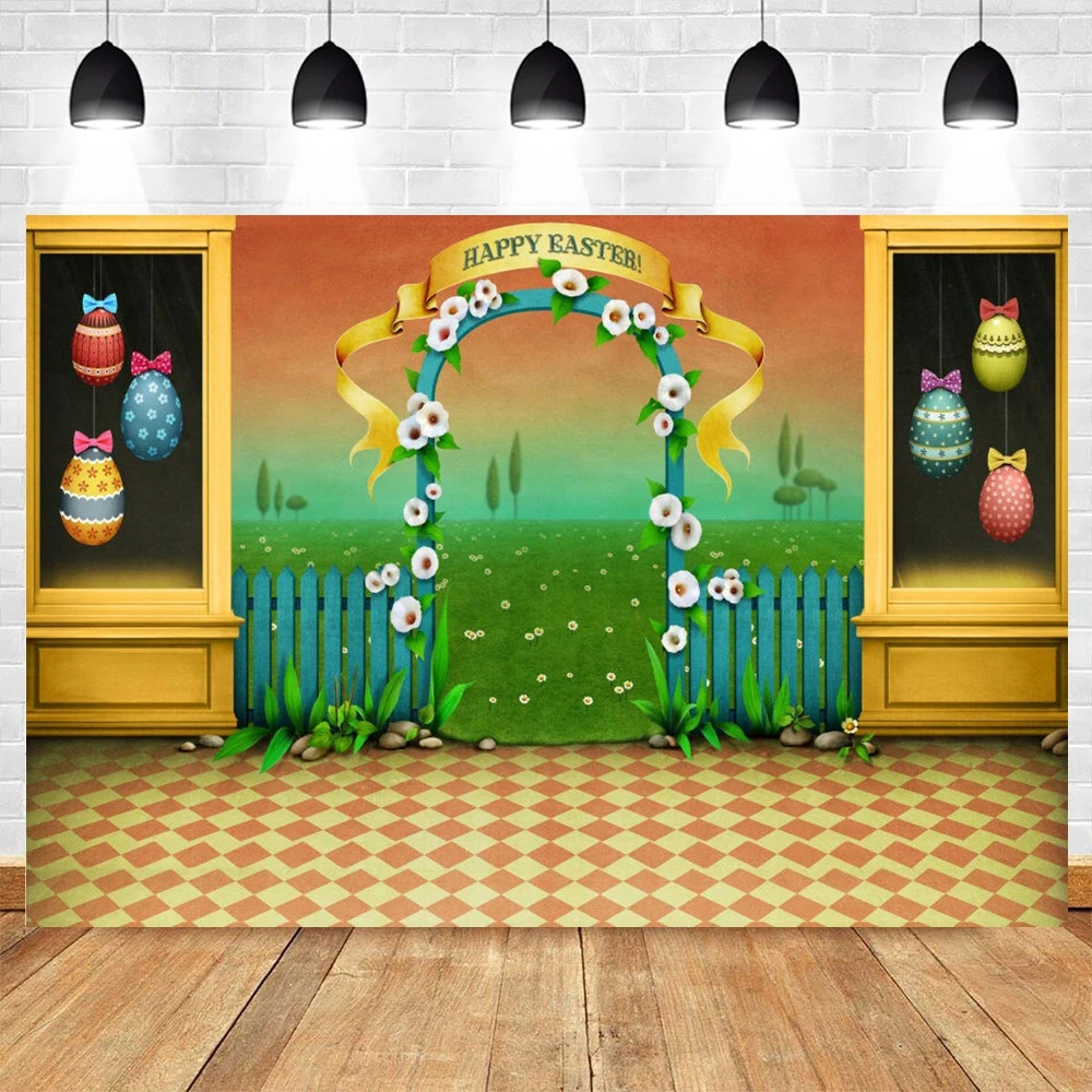 

Spring Happy Easter Eggs Flower Newborn Baby Portrait Backdrop Vinyl Photography Background For Photo Studio Photophone Shoot