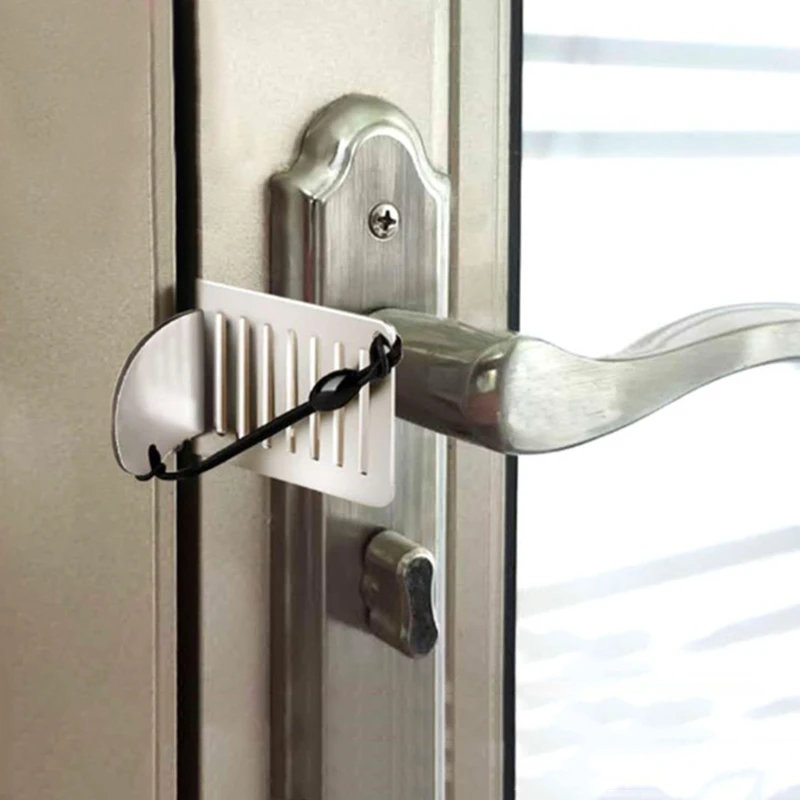 Stainless Steel Punch-free Door Locks Anti-theft Door Stop Portable Stopper Lock for Travel Hotel Motel Dormitory