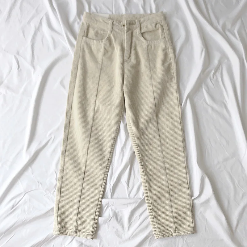 Aqua Mooirue Autumn Women Corduroy Ankle Pants Thick Solid Comfortable Lining High Waist All-match Thin Pants - Цвет: Aqua