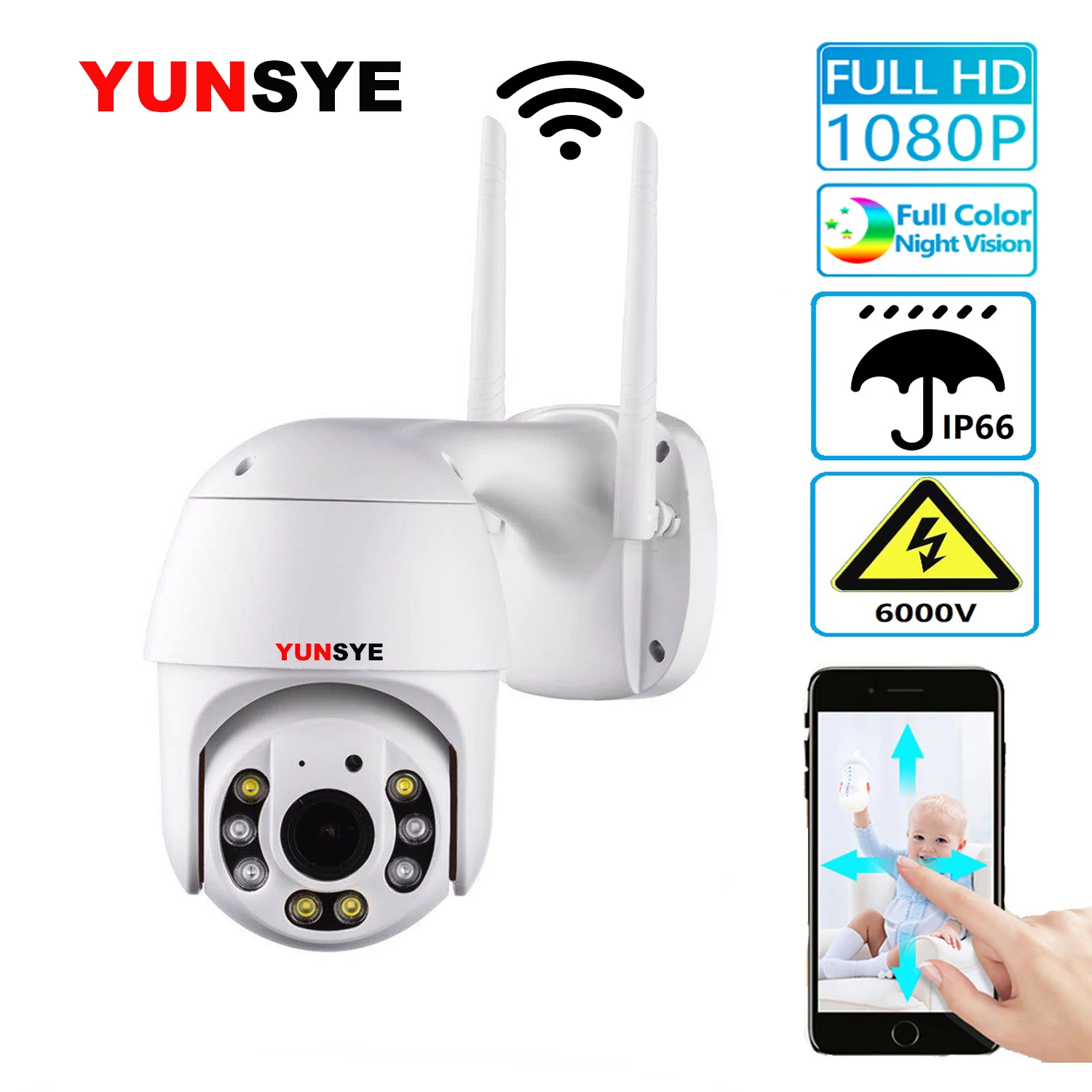 

1080P Home Security IP Camera Audio Wireless PTZ Camera Color Night Vision CCTV PTZ WiFi Camera Outdoor High Speed Dome iCsee