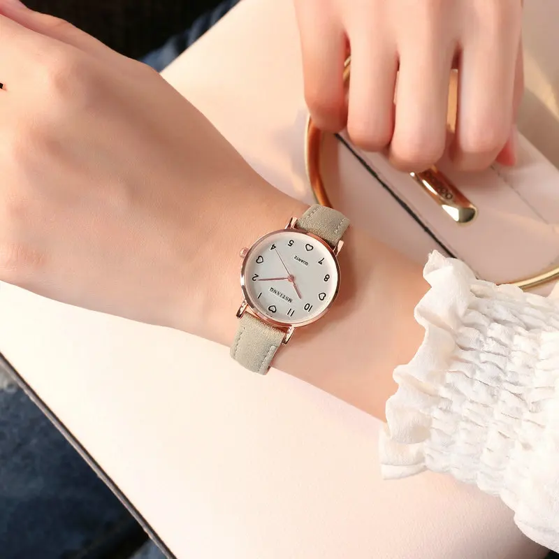 Простые винтажные женские наручные часы с маленьким циферблатом милый кожаный ремешок наручные часы подарок