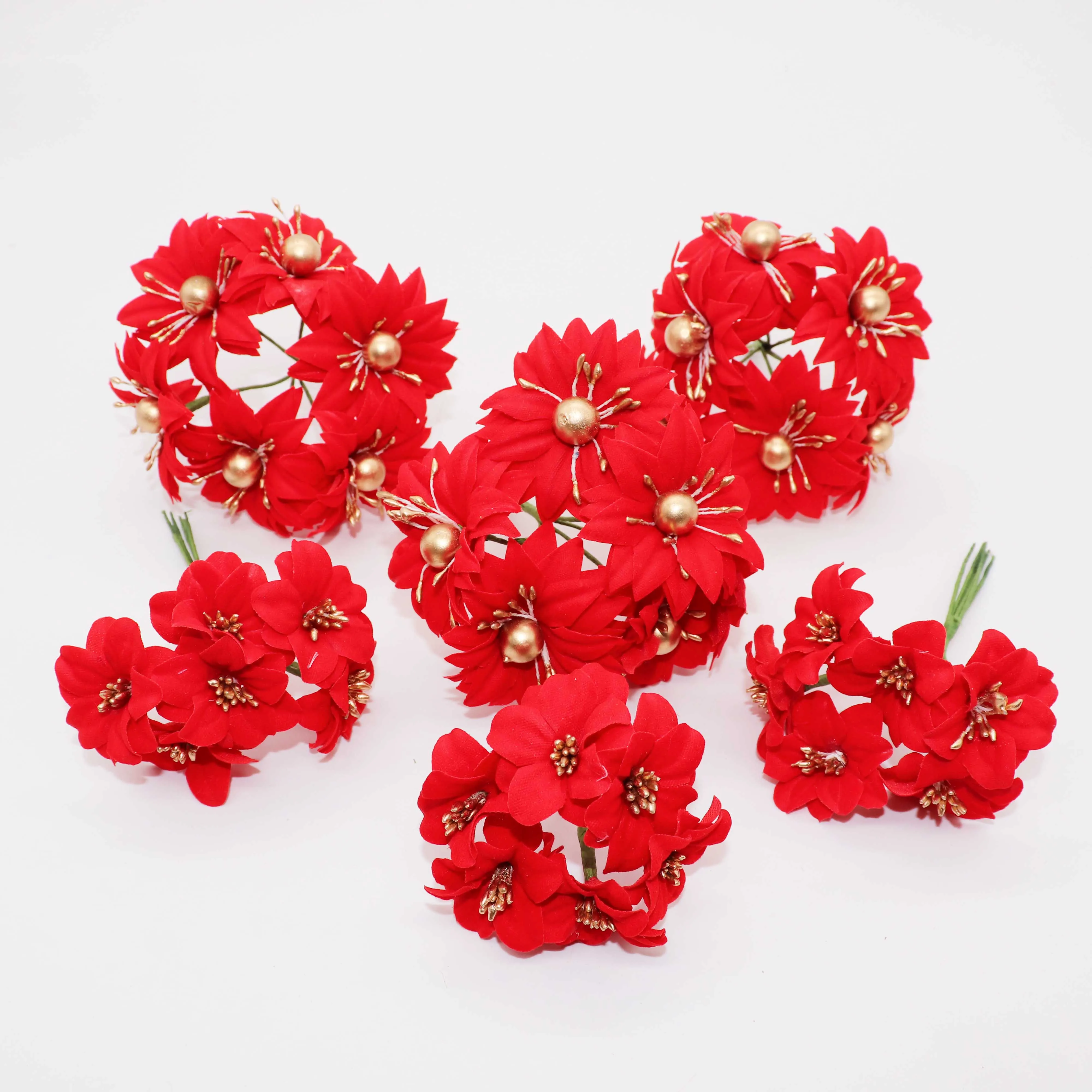 

6pcs Artificial flowers DIY Christmas flowers for scrapbooking Fake plants diy gifts box Garlands bride brooch cheap silk stamen