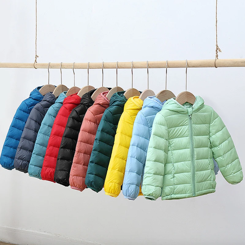 Autumn Winter Girls White Duck Down Jacket For Boys Girls Baby Lightweight Candy Casual Warm Kids Down Jacket Clothes 2-9Y