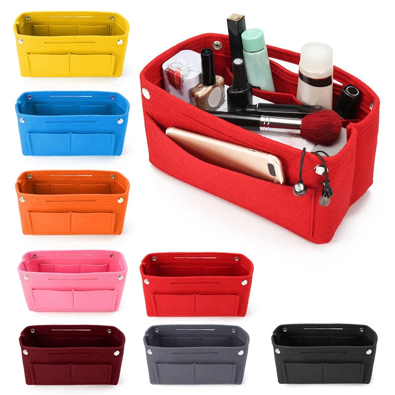 

Purse Organizer Insert Portable Makeup Brushes Liner Tote Bag Felt Cosmetics Case Wash Storage Bags Women's Travel Bags Handbag
