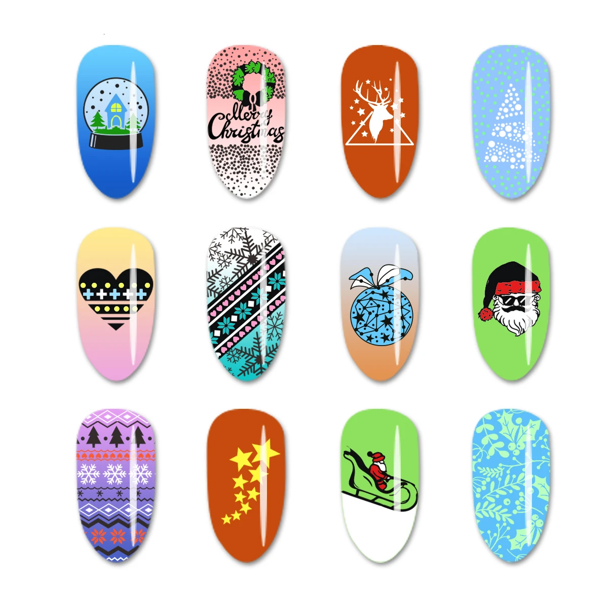 SHOPANTS 6*12 Christmas Nail Stamping Template New Year Rectangle Nail Art Stamping Plate