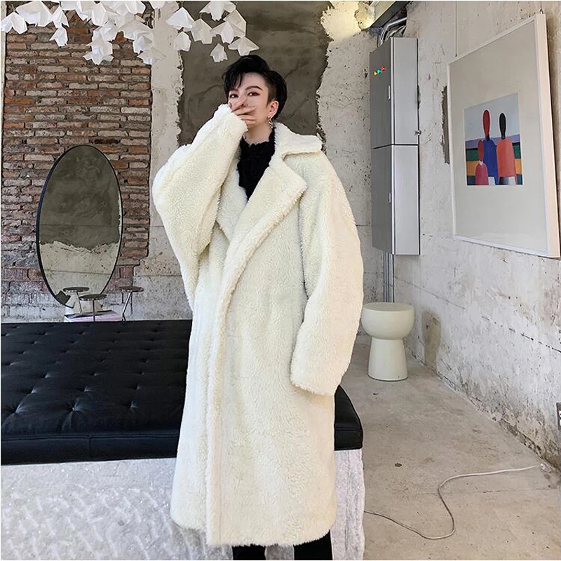 Зимняя одежда Корея Dongdaemun мужской длинный абзац свободный мех ягненка пальто темперамент Молодежный утолщение плюшевое пальто