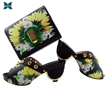 

Pumps 2019 New African Women Shoes And Bag Set With Rhinestones Pumps Italian design Shoes With Matching Bag For Evening Party