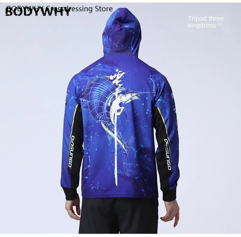 Outdoor Sports Sun Protection Clothing Mens Hoodies Sunscreen Blue Dry Breathable UV Wear-Resistant Wicking Cycling sweatshirts
