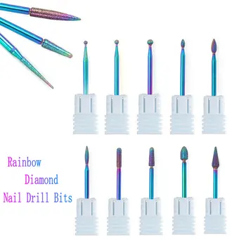 

1pcs New Type Nail Drill Bits Diamond Carbide Burrs Milling Cutter Rainbow Coating Electric Manicure Machine Drill Bit
