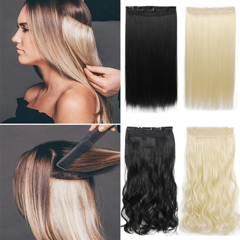 Hair-Extensions Hair-Piece Straight-Clip Clip-In XINRAN Brazilian