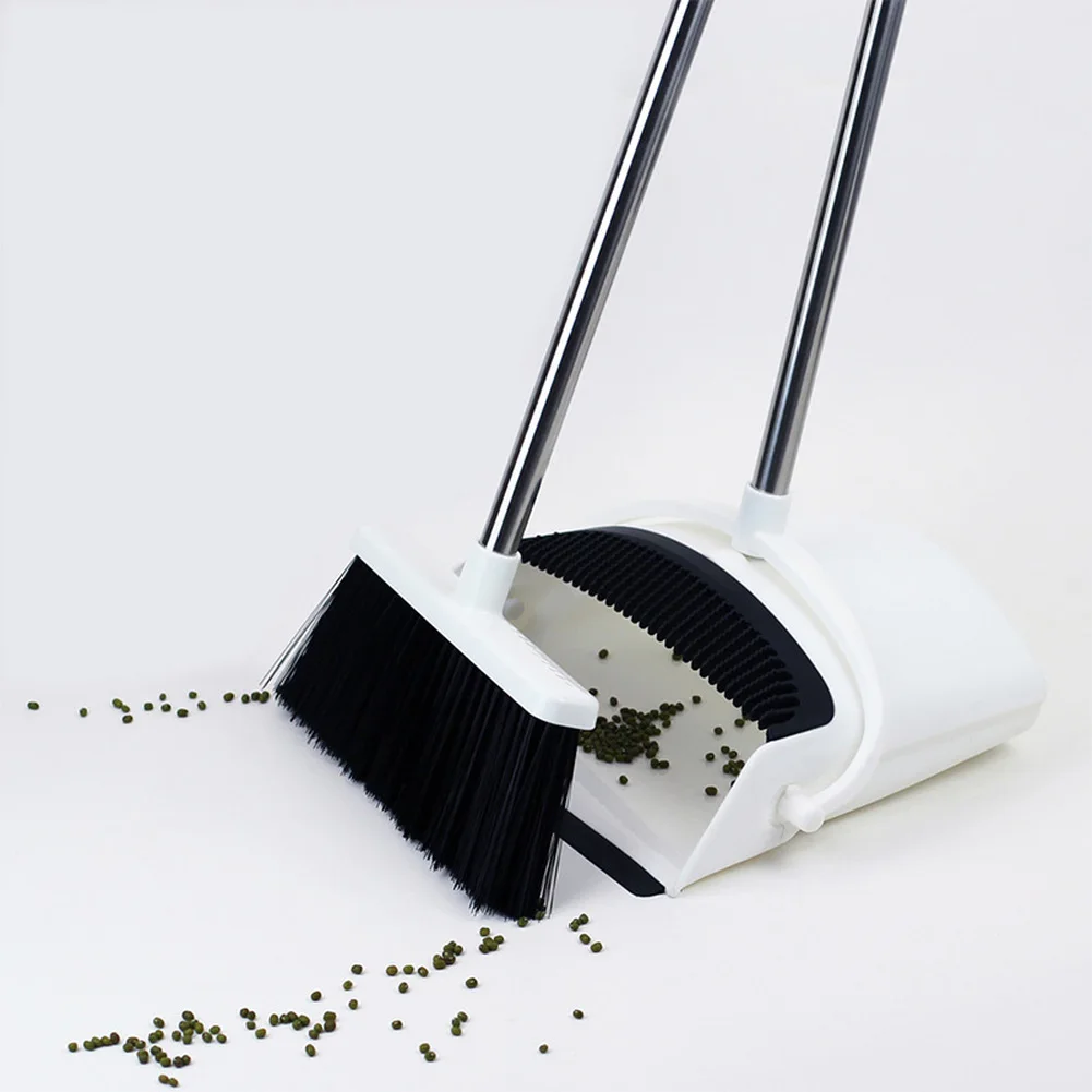 

Windproof Broom and Dustpan Set Upright Dust Pan with Long Handle Broom Set Easily Collapsible House Cleaning For Floor Clean