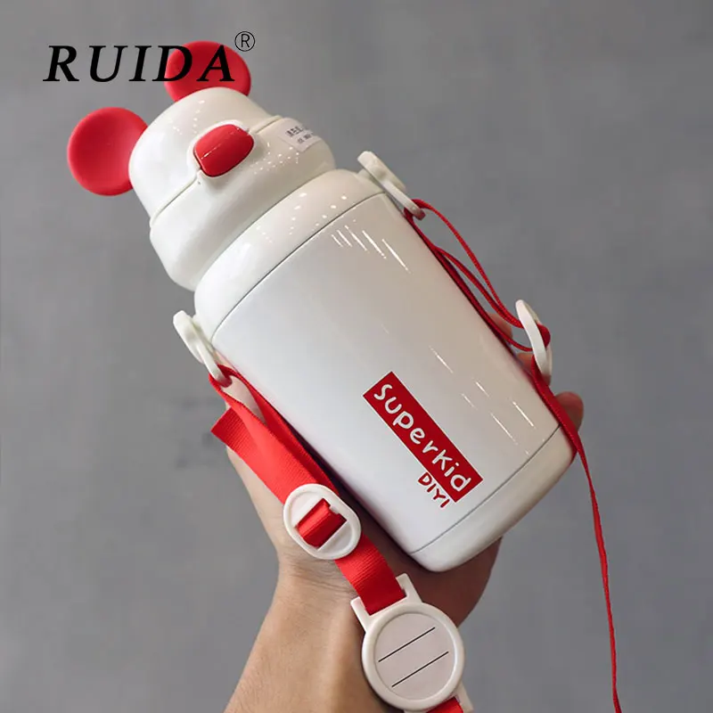 Термос детский из нержавеющей стали 350 мл с соломинкой|Вакуумные фляги и термосы|