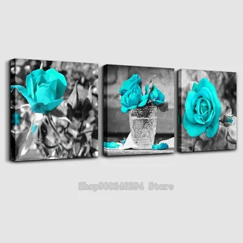 

Black and White Blue Rose Flowers 5d round Daimond Embroidery diamond painting Square drill cross stitch mosaic 3 pcs set FF313
