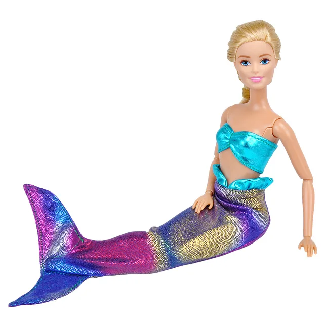 1 Set Doll Mermaid Tail Dress Doll Clothes Party Dress Wedding Dressing Doll Accessories Cospay Outfit For 30cm Doll 5