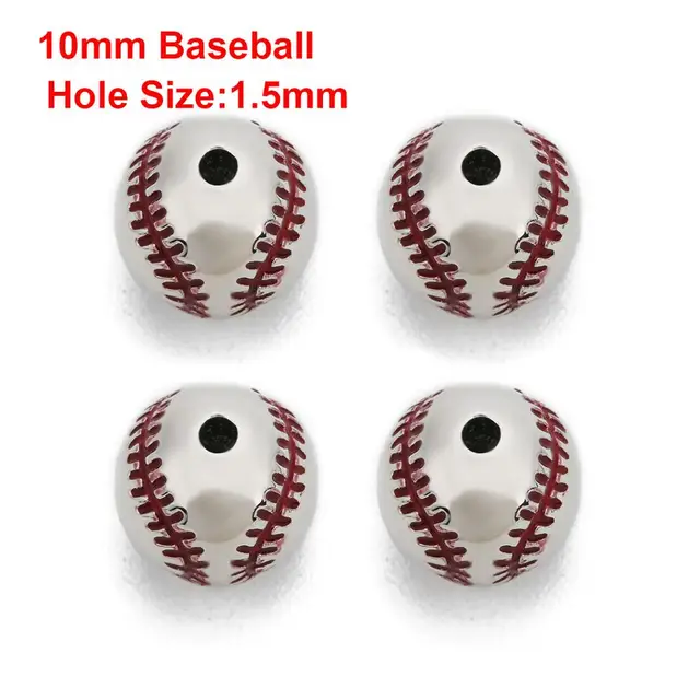 2pcs/lot Copper Rugby basketball baseball beads Copper Spacer Bead Fit DIY Sporting Jewelry Making For Sports Bracelet Warehouse White gold plated