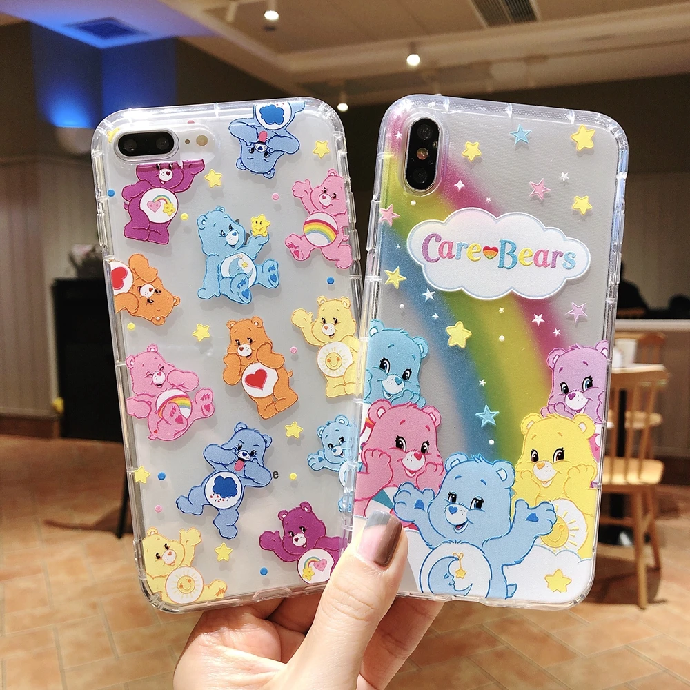 

lovely candy rainbow bear phone case For Apple iphone X XS Max Xr 8 7 6 6s Plus Mermaid snow White princess clean tpu Cover case